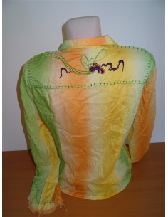 Camasa colorata maneca lunga dama imprimeu cusaturi si floare spate 2