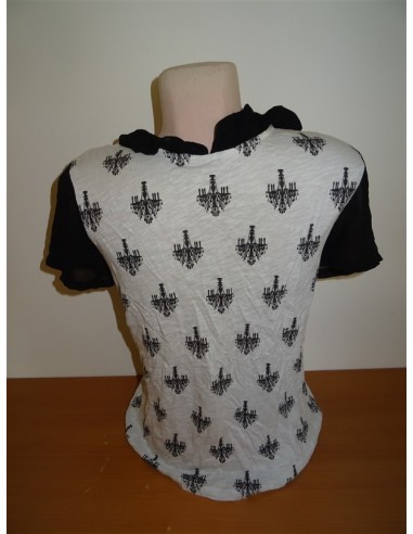 Tricou polo dama cu imprimeu si fermuar la gat