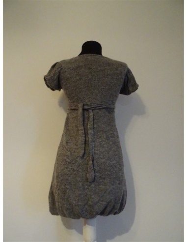 Rochie gri bufanta dama cu maneca scurta