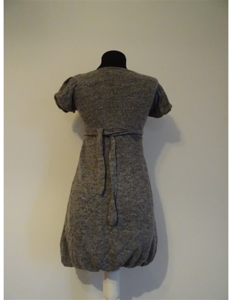 Rochie gri bufanta dama cu maneca scurta