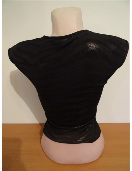 Tricou negru lucios dama maneca larga