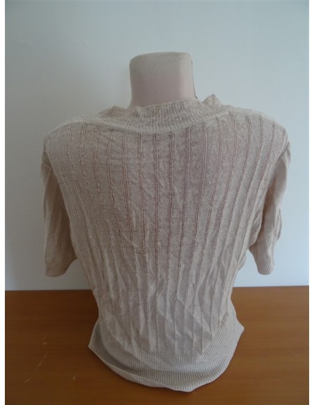 Pulover alb cu anchior maneca trei sferturi dama