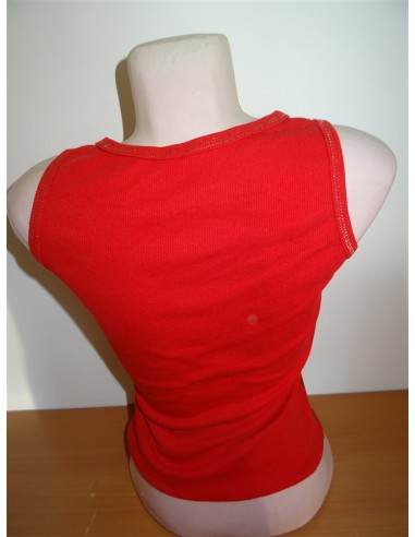 Tricou rosu dama cu snur la gat si imprimeu intr-o parte