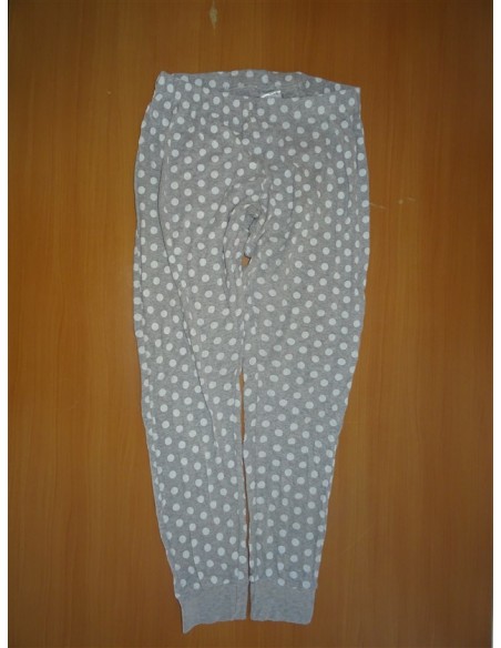 Pantalon pijama gri cu buline albe