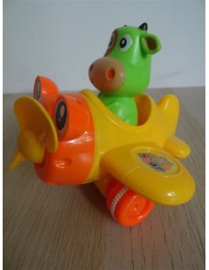 Jucarie pentru copii avion cu figurina vacuta 2