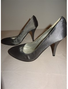 Pantof dama saten argintii cu toc Oxygen