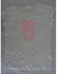Tricou alb fetita imprimeu inima roz In Extenso