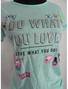 Tricou aqua fetita imprimeu scris 2
