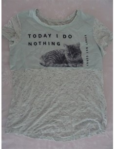 Tricou alb fetita imprimeu pisica