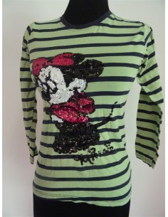 Bluza maneca lunga verde dungi imprimeu Minnie