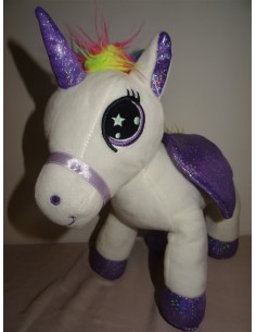 Unicorn plus coama multicolora si aripi mov Intertoy 30cm 2
