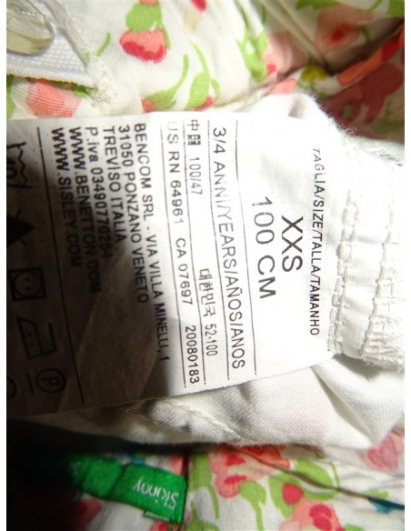 Pantalon alb cu imprimeu floricele colorate fetita