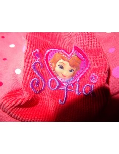 Caciula cozoroc bufanta rosie imprimeu Sofia fetita 2