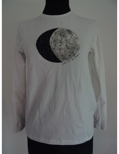 Bluza alba fetita imprimeu luna Zara