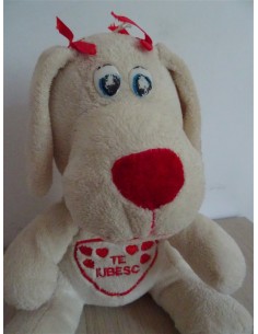 Catel plus crem cu mesaj Te Iubesc 22cm 2