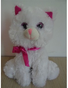 Pisicuta alba cu roz plus 21cm InterToy