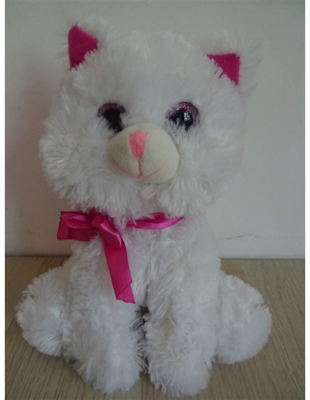 Pisicuta alba cu roz plus 21cm InterToy