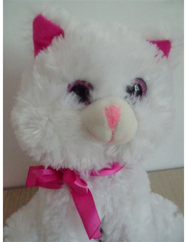 Pisicuta alba cu roz plus 21cm InterToy