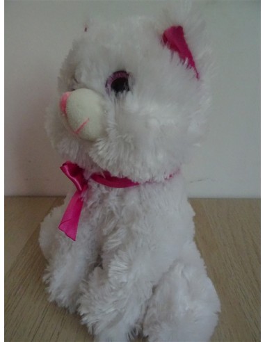 Pisicuta alba cu roz plus 21cm InterToy