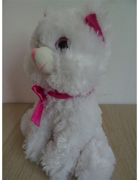 Pisicuta alba cu roz plus 21cm InterToy