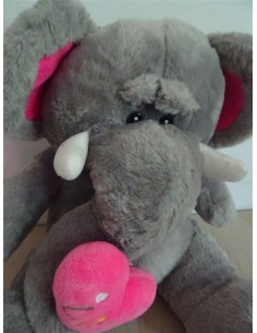 Jucarie plus elefant gri cu inimioara 35cm 2