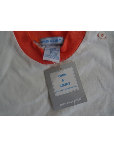 Tricou alb cu guler portocaliu OHM EMMY