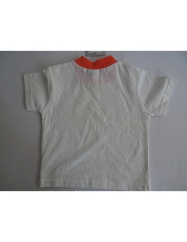 Tricou alb cu guler portocaliu OHM EMMY