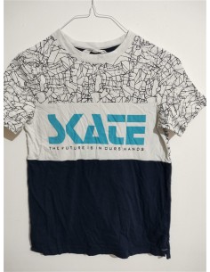 Tricou baieti alb cu negru Hm
