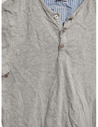 Tricou gri cu nasturi la guler Zara