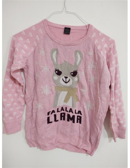 Pulover roz tricotat cu imprimeu vesel Awake Inc by Os