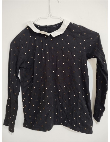 Bluza neagra cu buline si guler alb