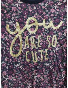 Bluza inflorata cu scris auriu pe piept Little Kids 2