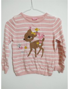 Pulover tricotat roz cu dungi albe Lc Waikiki