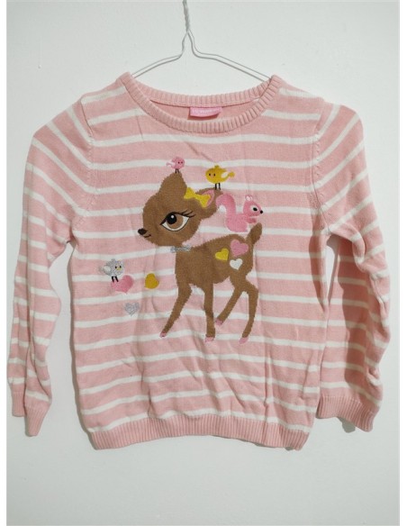Pulover tricotat roz cu dungi albe Lc Waikiki