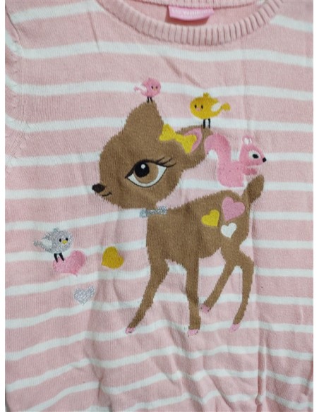 Pulover tricotat roz cu dungi albe Lc Waikiki