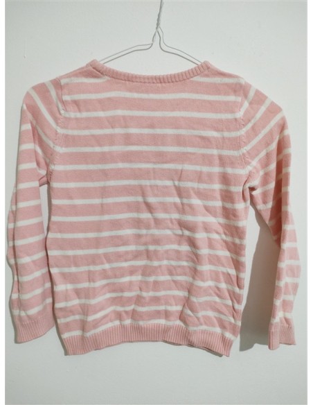 Pulover tricotat roz cu dungi albe Lc Waikiki