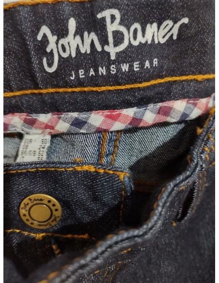 Pantaloni din blug trei sferturi si talie inalta marca John Boner