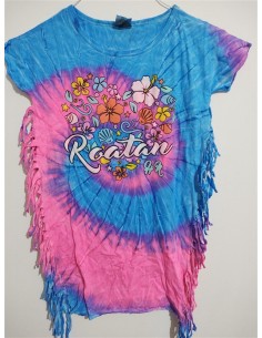 Tricou cu franjuri si imprimeu viu colorat Happy Kids