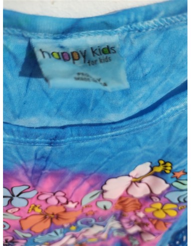 Tricou cu franjuri si imprimeu viu colorat Happy Kids