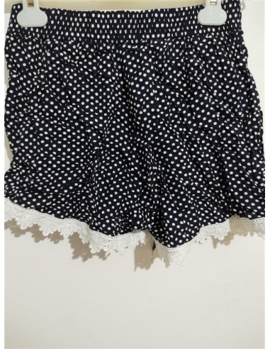 Pantaloni scurti negri cu buline albe si elastic in talie