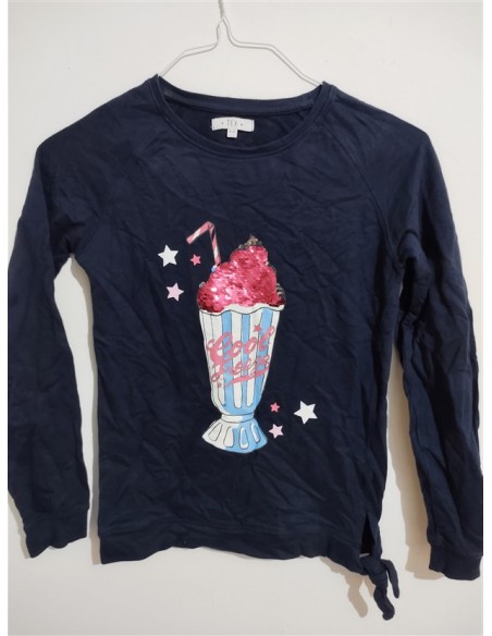Bluza albastra cu maneci lungi si desen pe piept Tex