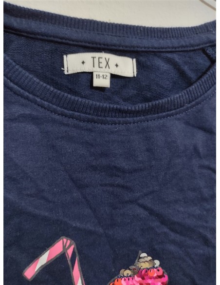 Bluza albastra cu maneci lungi si desen pe piept Tex