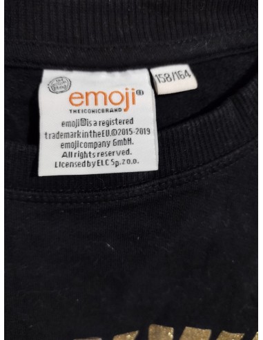 Bluza neagra scurta cu imprimeu de paiete pe piept Emoji