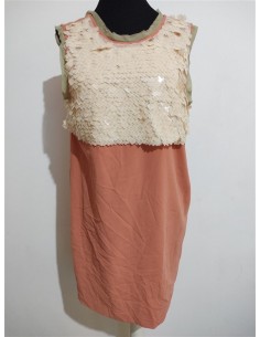Rochie cu paiete alb perlat fara maneca
