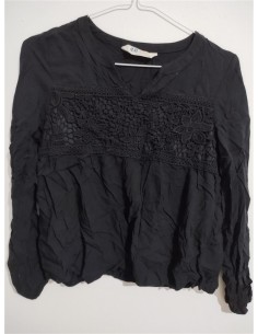 Bluza neagra baby doll cu dantela pe piept Hm
