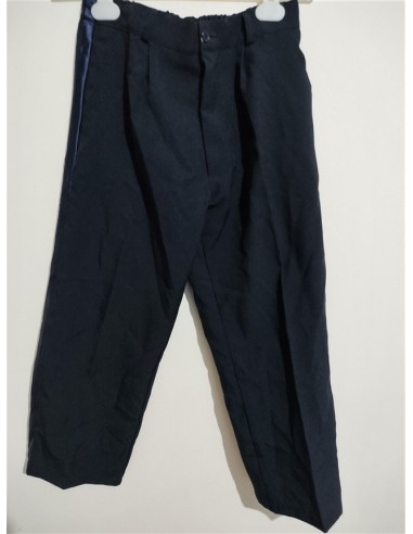 Pantaloni de stofa cu buzunare si dunga albastra pe picior Thott