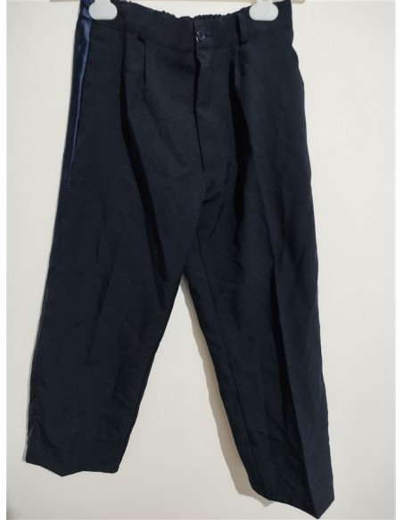 Pantaloni de stofa cu buzunare si dunga albastra pe picior Thott