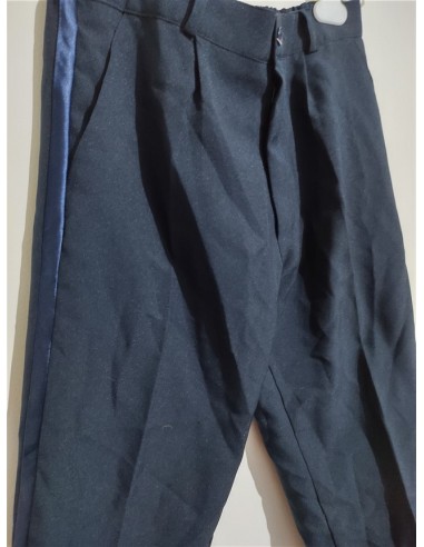 Pantaloni de stofa cu buzunare si dunga albastra pe picior Thott