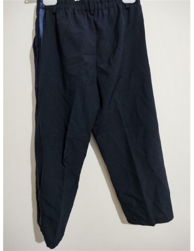 Pantaloni de stofa cu buzunare si dunga albastra pe picior Thott