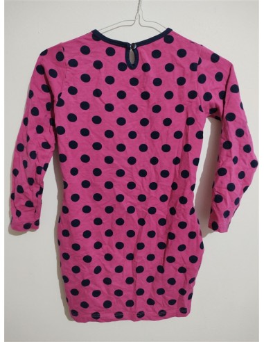 Rochie roz cu buline negre si imprimeu vesel pe piept